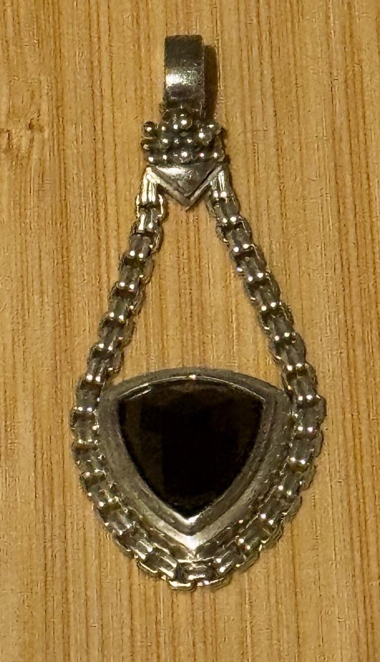 Michael Dawkins 925 Sterling Silver Black Onyx Pendant Enhancer Chain Link 17g